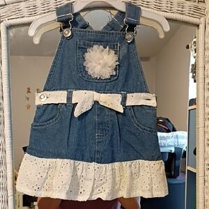 Denim Dress with White Accents